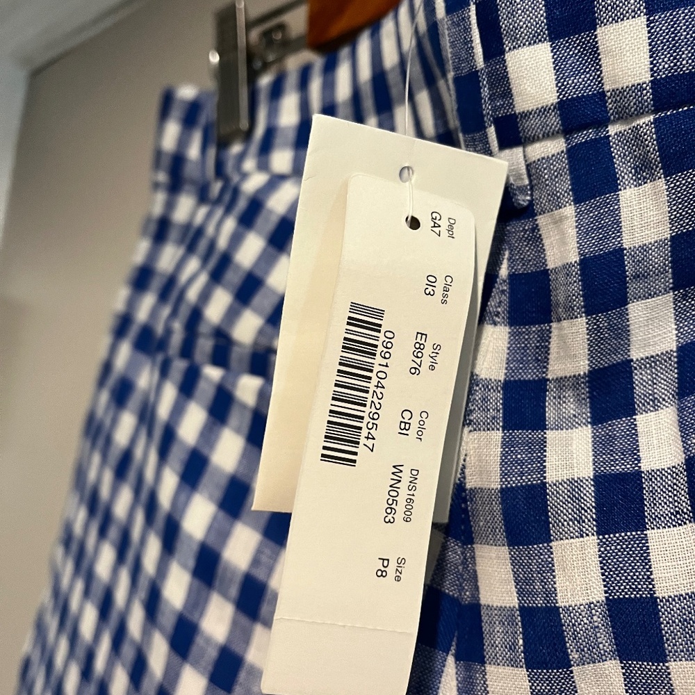 J Crew blue and white gingham